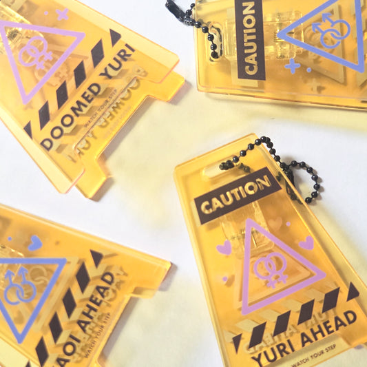 WARNING SIGN ACRYLIC STAND/CHARM